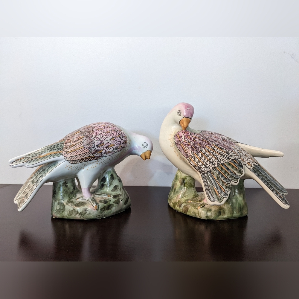 Vintage Hand-Painted Porcelain Doves